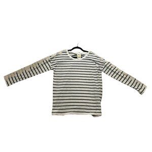 Style & Co Size M Embroidered Lace White & Black Stripped Long Sleeve Shirt Top